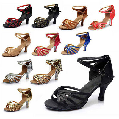 Brand New Women's Ballroom Latin Tango Dance Shoes Heeled Salsa 9 Colors 217-s-w