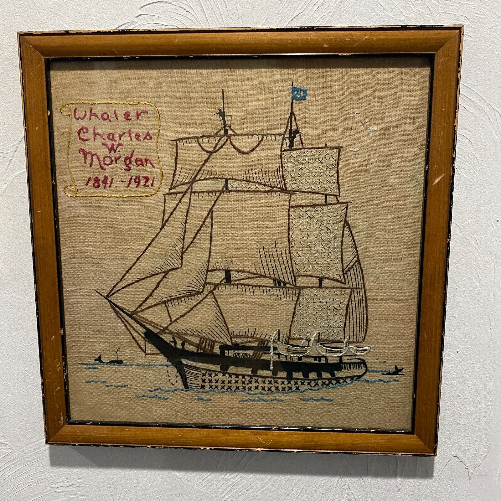 Nautical Folk Art Embroidery Charles W Morgan  Whaling New Bedford Bf26