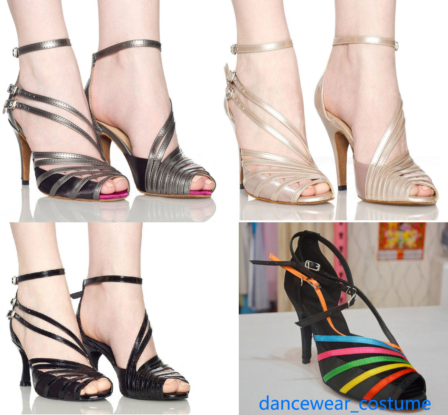 New Women Prom Waltz Tango Ballroom Latin Salsa Dance Shoes Heeled Us5-9 4colors