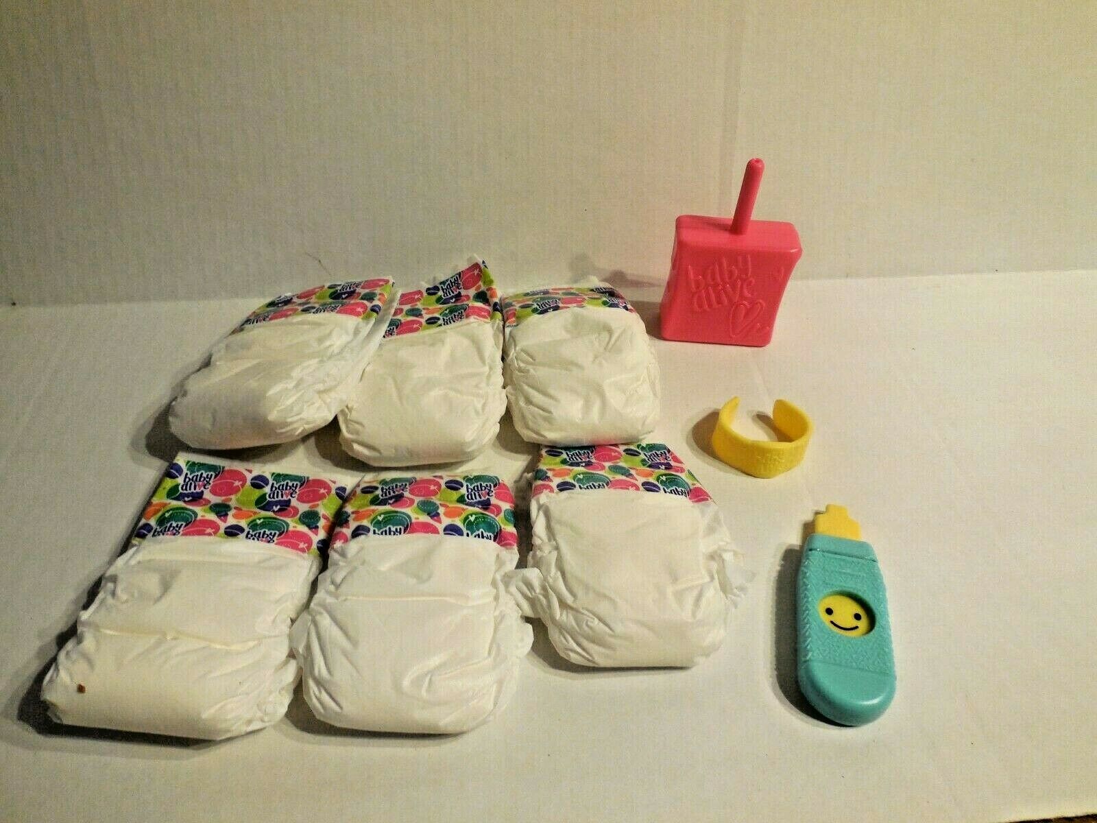 Hasbro Baby Alive Accessory Lot Diapers, Thermometer, Band Aid Juice Box