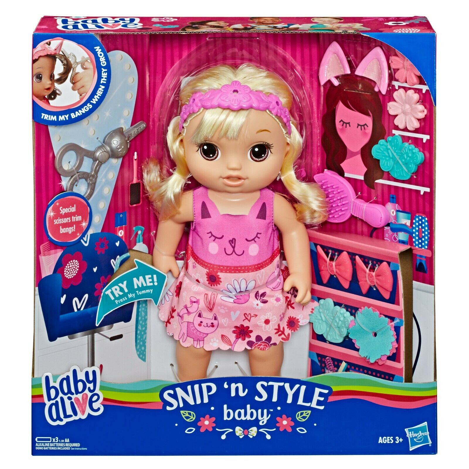 Baby Alive Snip N Style Baby Blonde Hair Talking Doll With Bangs That Grow